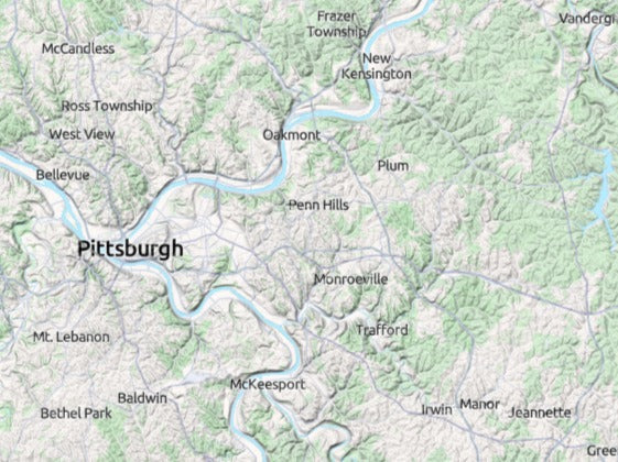 Custom 3d wooden map of Allegheny County,Pennsylvania,United States