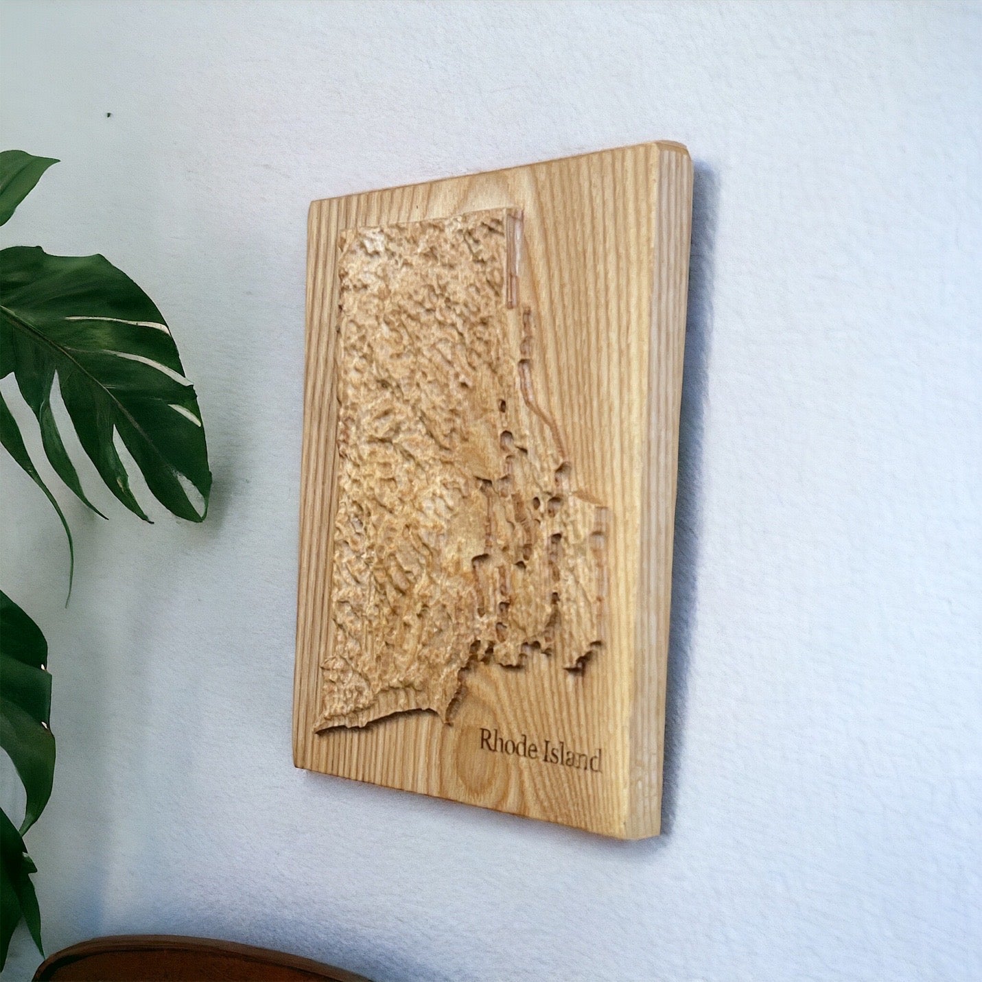 Rhode Island 3D Topographic Wood Carved Relief Map | Rhode Island Gift