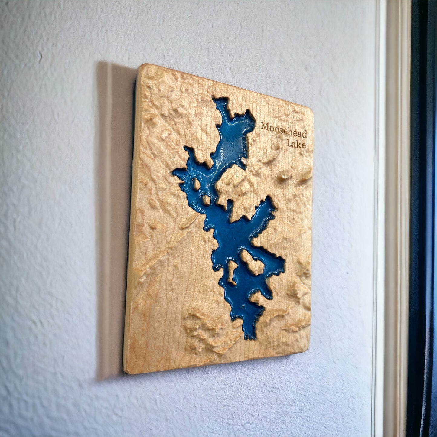 Moosehead Lake 3D Relief Wood-Carved Map | Maine State Gift