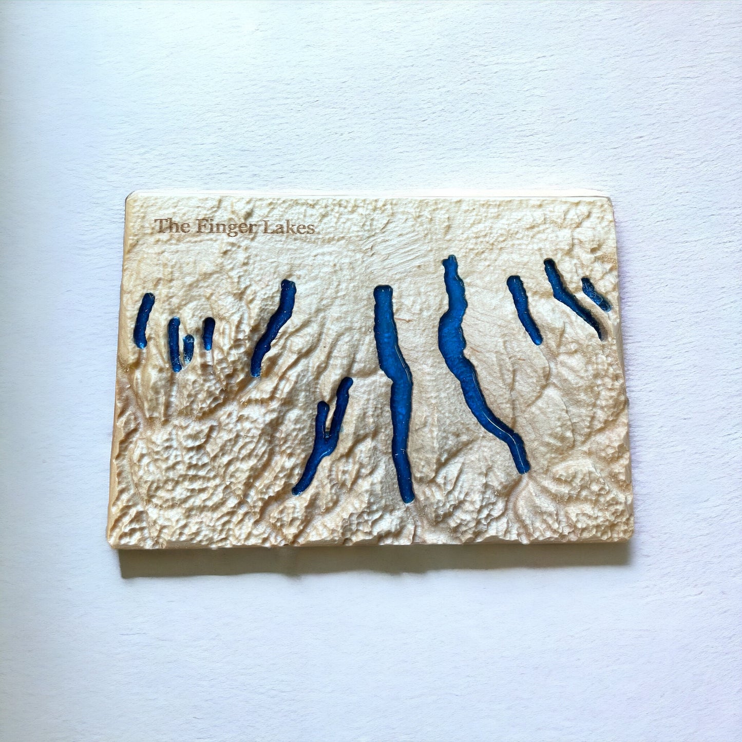 Finger Lakes NY 3D Relief Wood Epoxy Art Map | Finger Lakes Gift