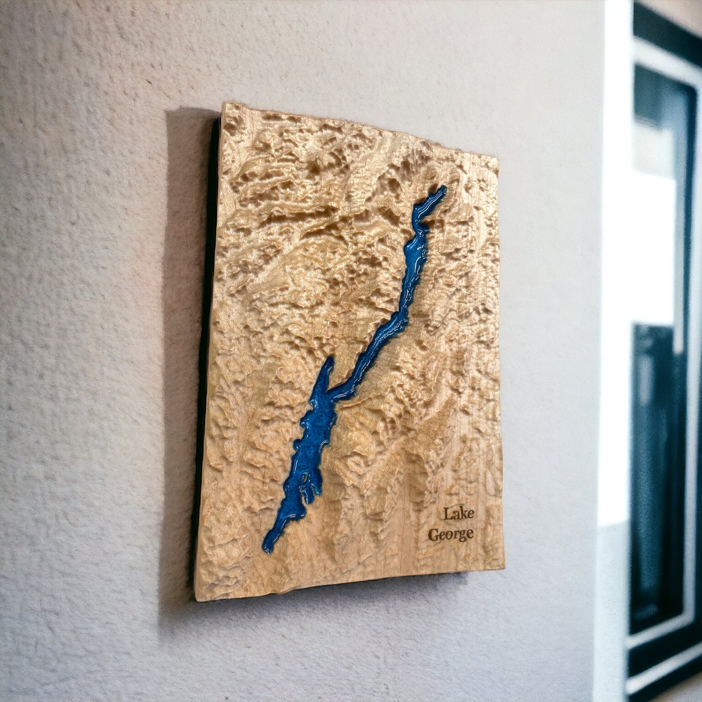 Lake George NY Wood-Carved 3D Relief Map | New York Gifts
