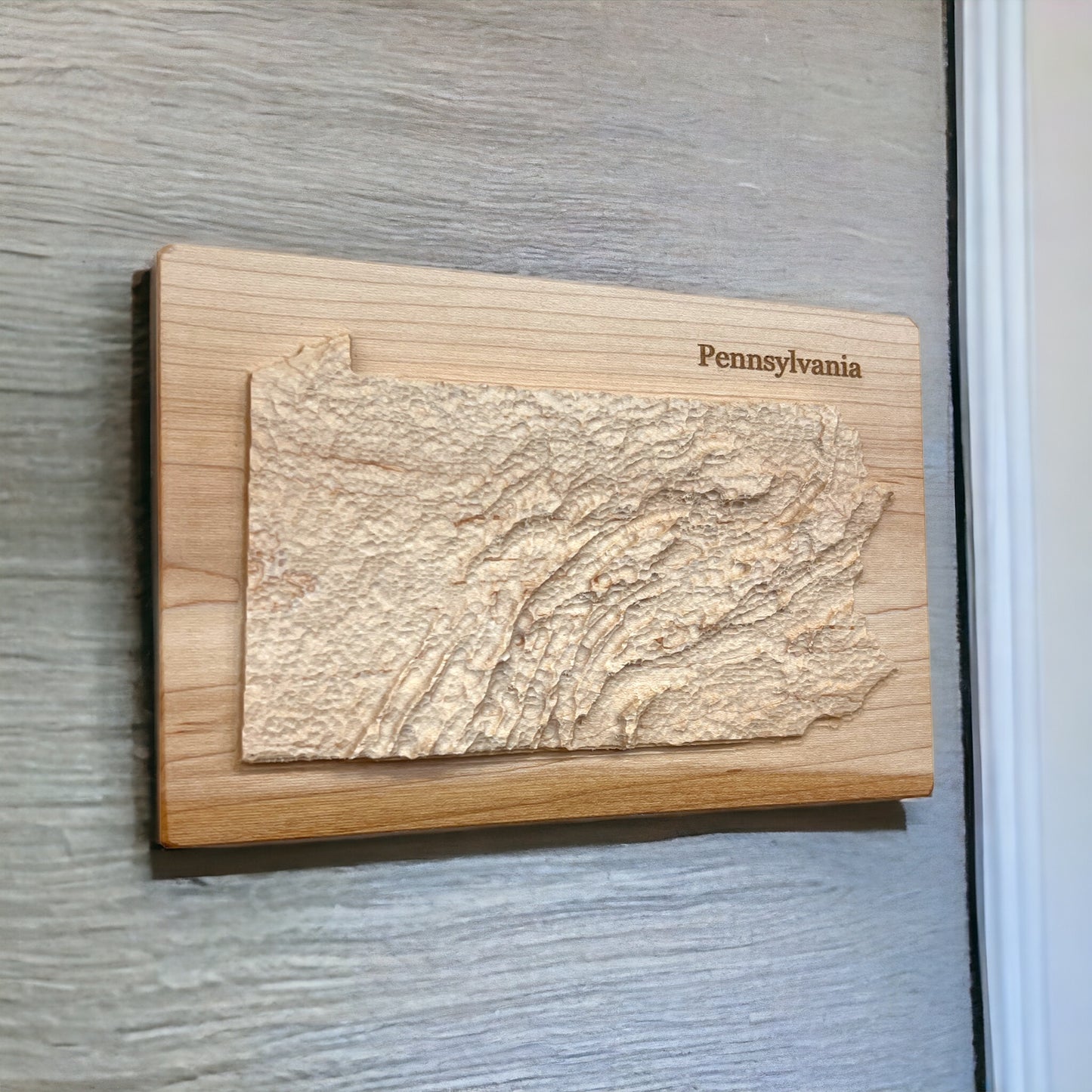 Pennsylvania Map | Wood Carved Relief Map | 3D Topographic Wooden Map | Unique Wedding Anniversary Birthday Housewarming Gift | Pennsylvania