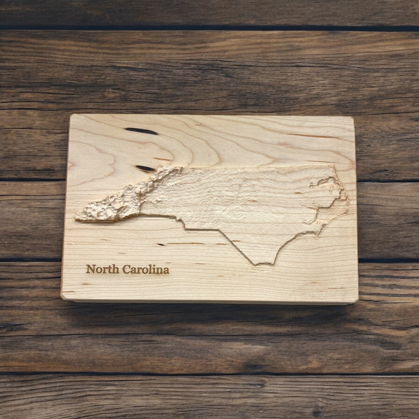 North Carolina Wood Carved Relief Map | North Carolina Gift