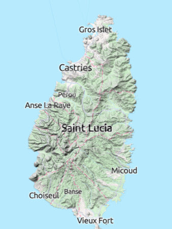 Custom 3d wooden map of Castries,Saint Lucia