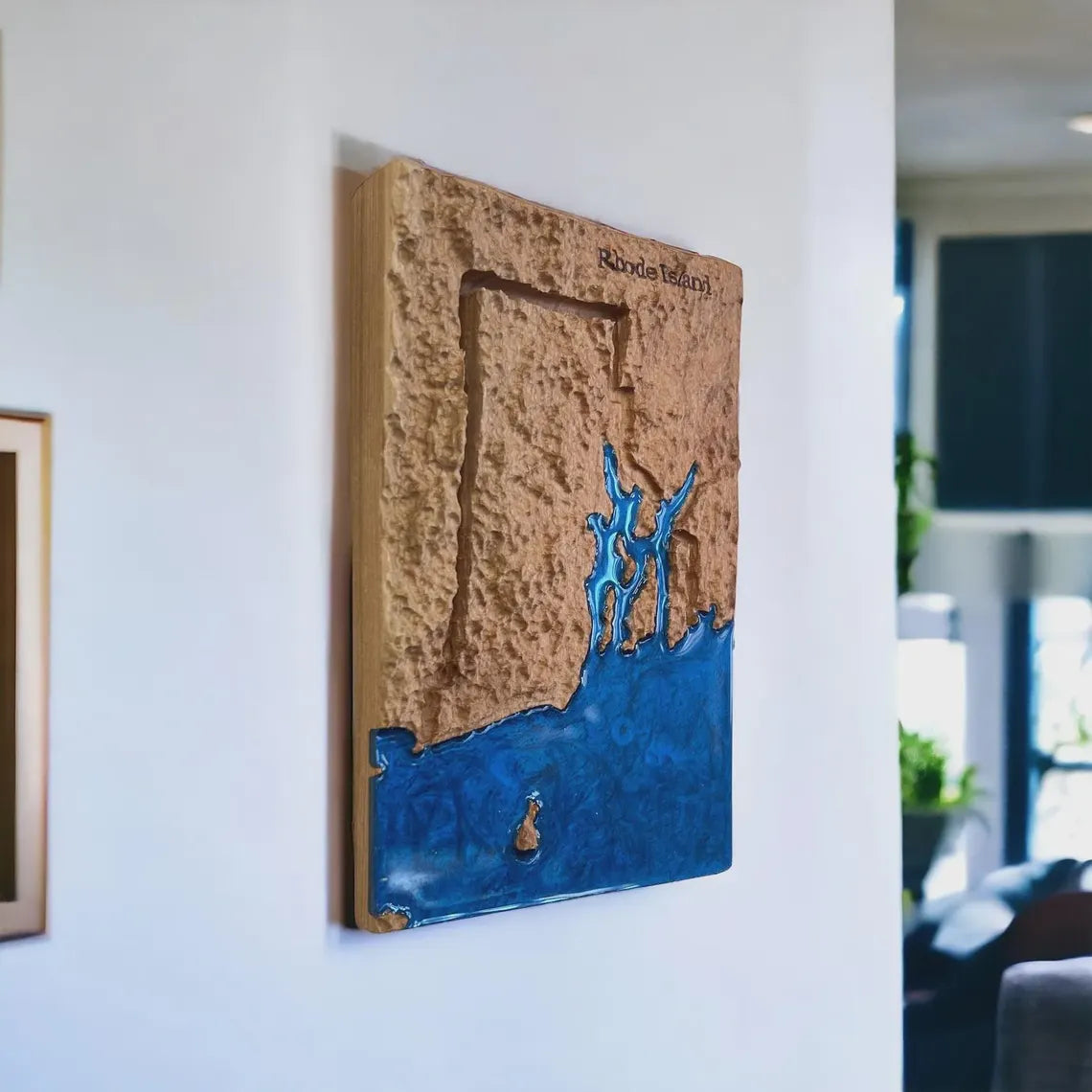 Rhode Island Map | Wood Carved Relief Map | 3D Topographic Wooden Map | Unique Wedding Birthday Housewarming Gift | Rhode Island Gift
