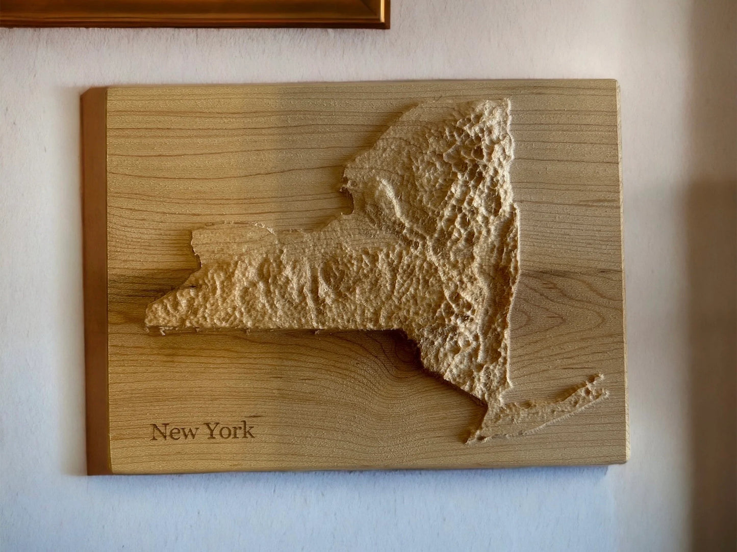 New York Wood Carved 3D Topographic Wooden Map | New York Gift