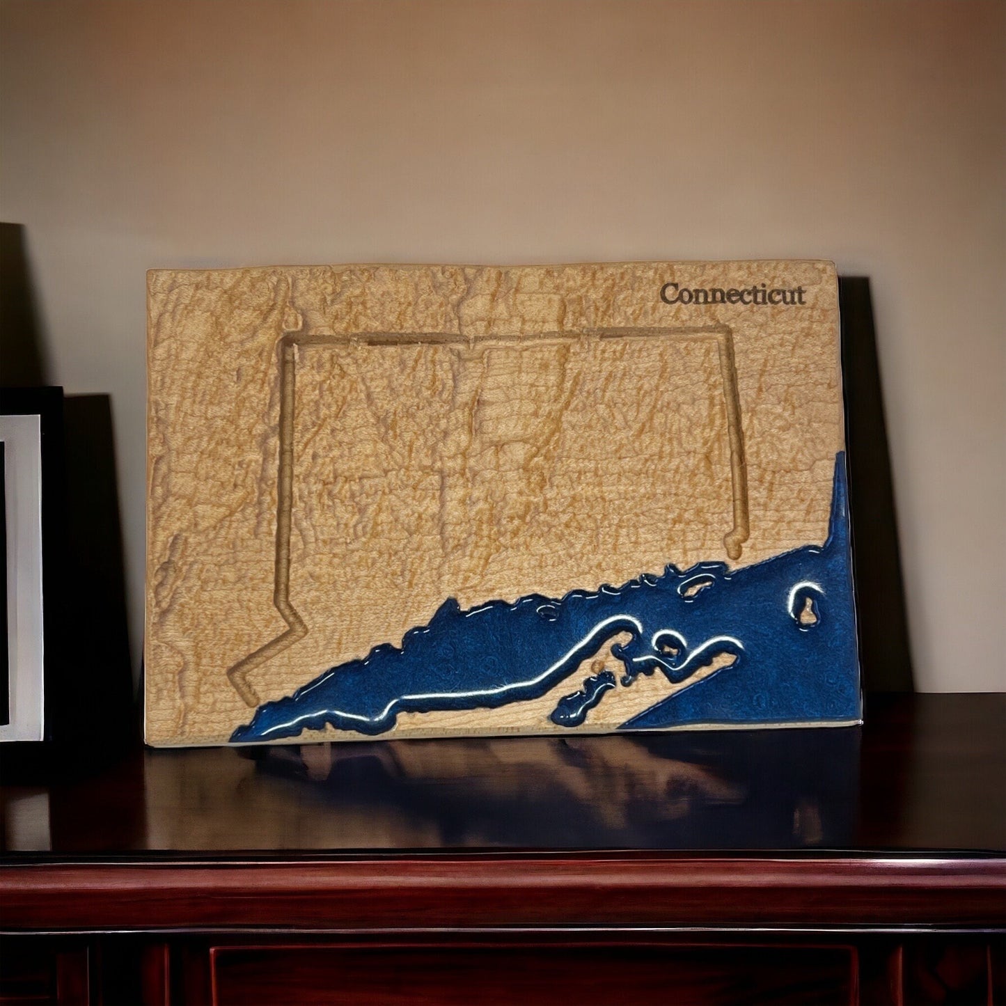 Connecticut Map | New England Decor | 3D Topographic Wood Map | Unique Gift for Him and for Her | Relief Map | Connecticut Gift