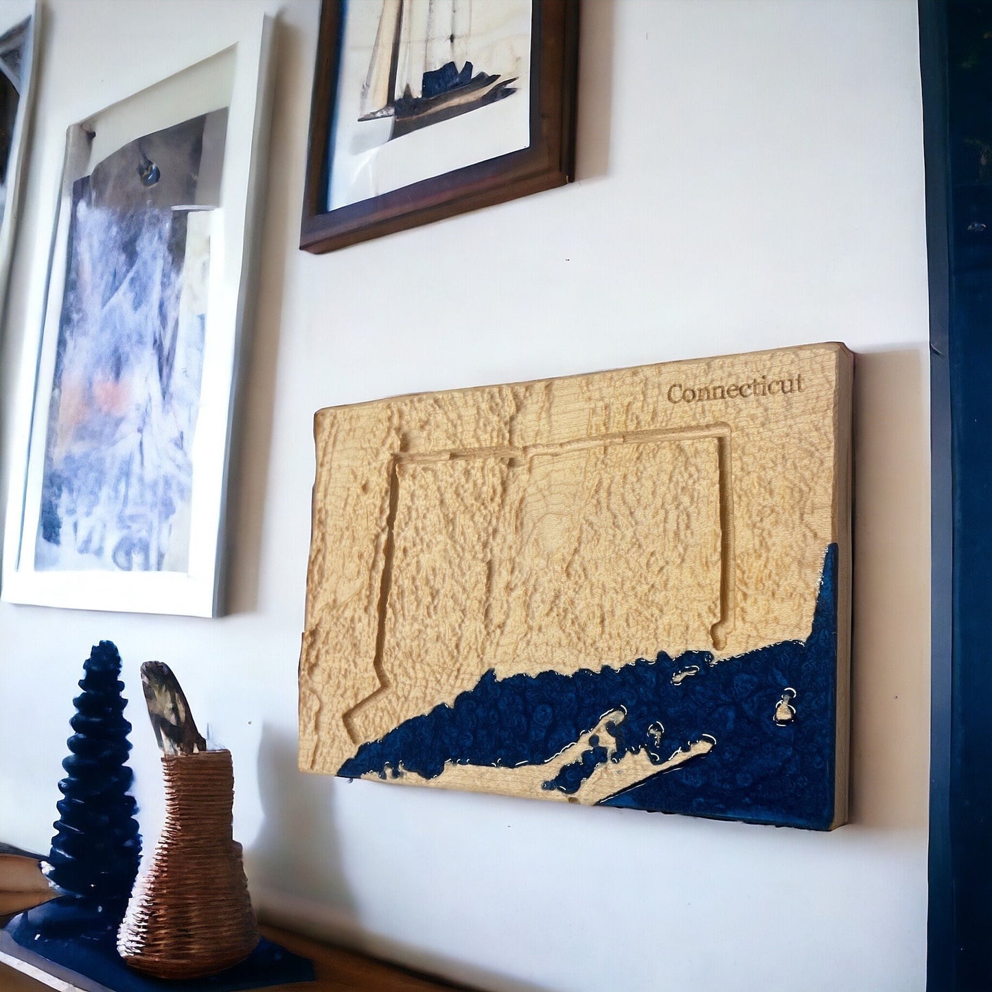 Connecticut Map | New England Decor | 3D Topographic Wood Map | Unique Gift for Him and for Her | Relief Map | Connecticut Gift