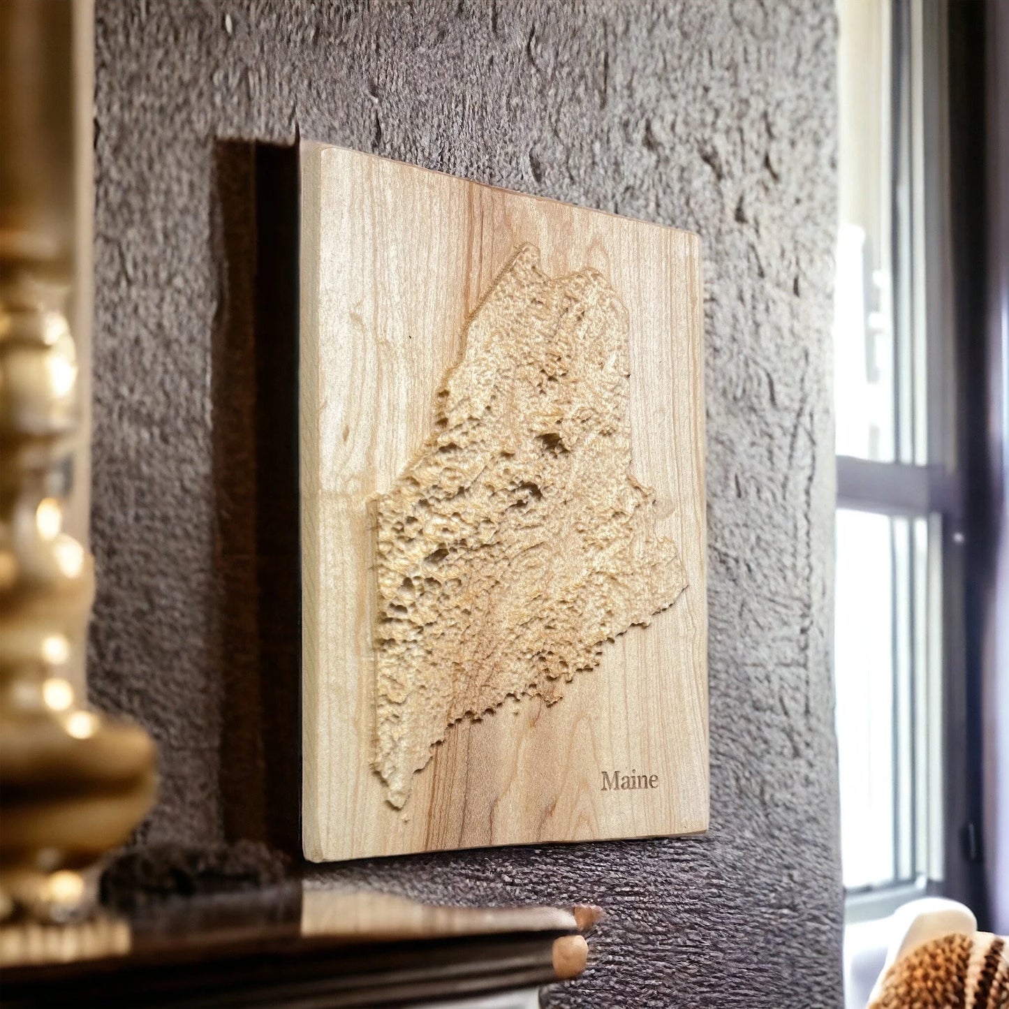 Maine State 3D Topographic Wood Map | New England Gift
