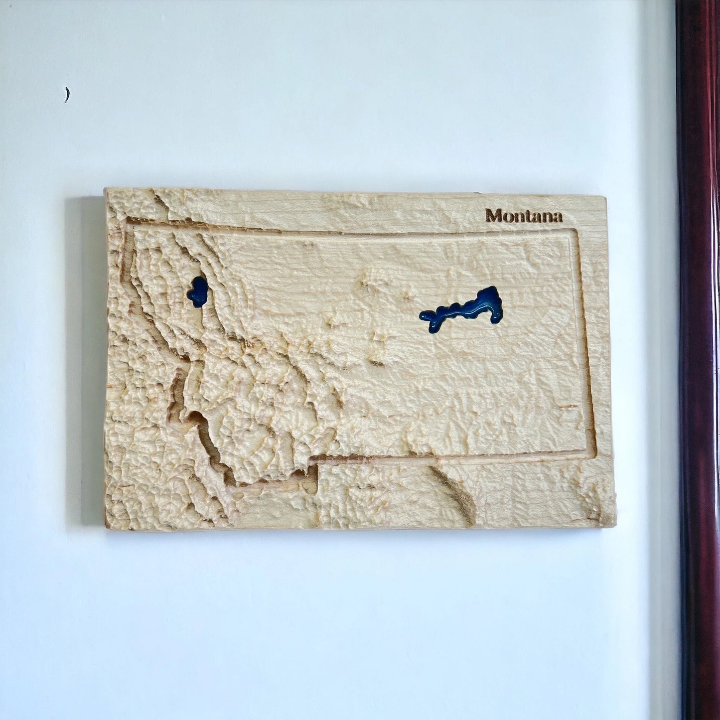 Montana 3D Topographic Wood Carved Relief Map | Montana Gift
