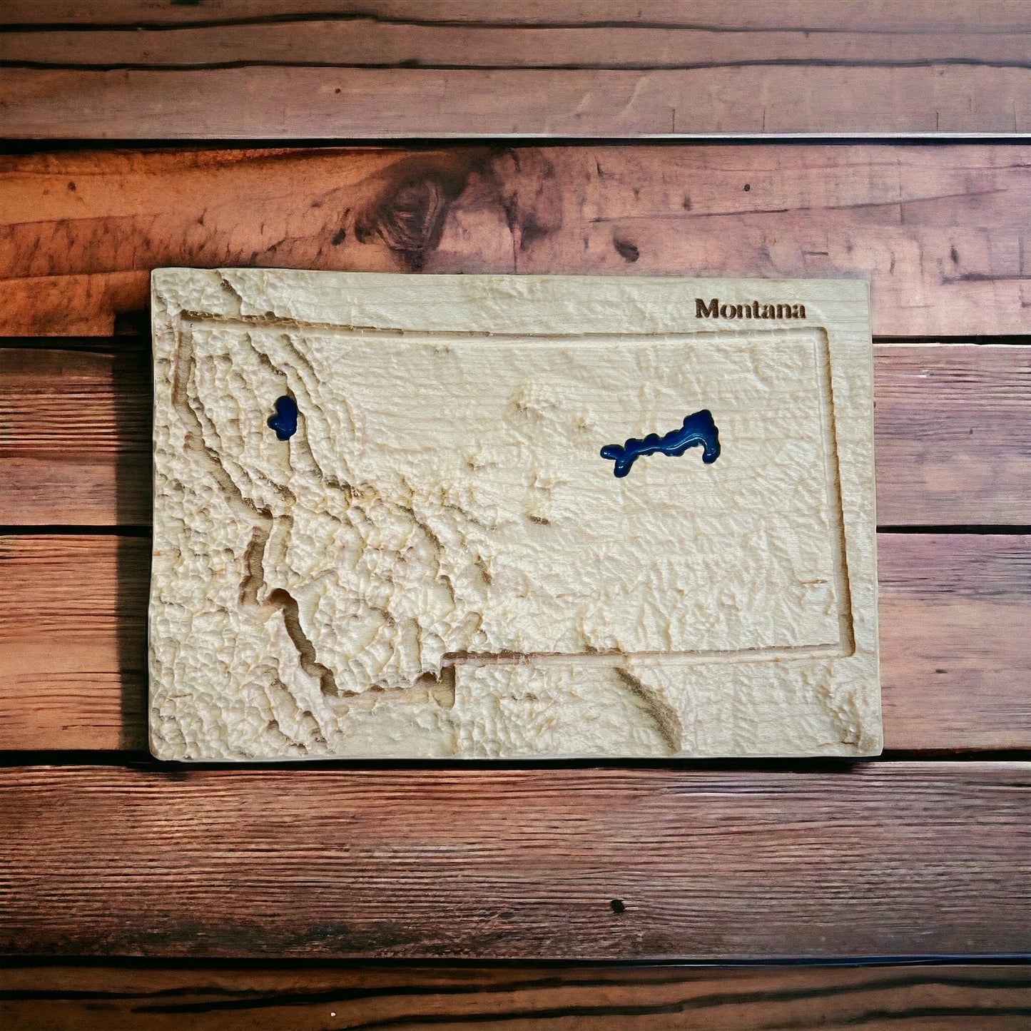 Montana 3D Topographic Wood Carved Relief Map | Montana Gift