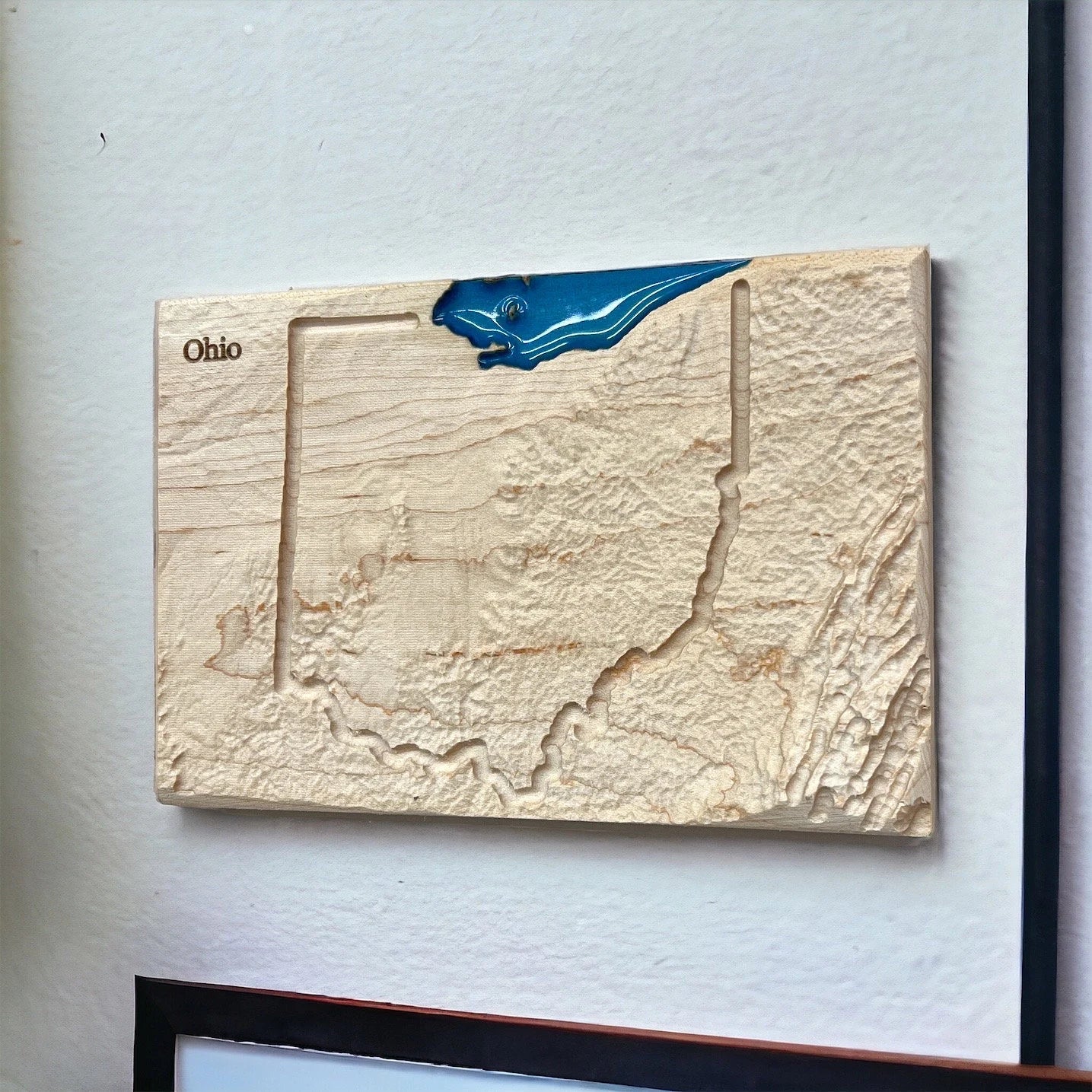 Ohio Wood Carved 3D Relief Map | Ohio State Map Gift