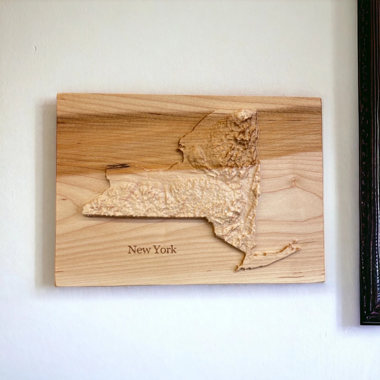 New York Wood Carved 3D Topographic Wooden Map | New York Gift