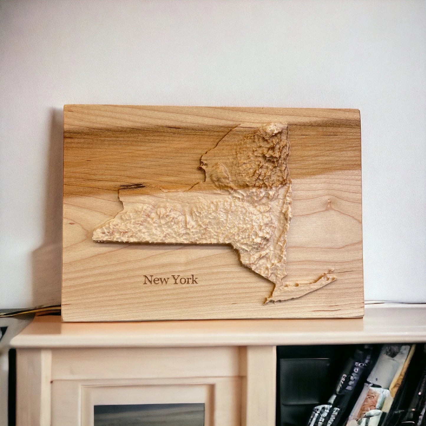 New York Wood Carved 3D Topographic Wooden Map | New York Gift