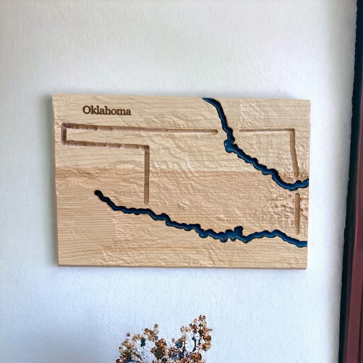Oklahoma Wood Carved 3D Topographic Relief Map | Oklahoma Gift
