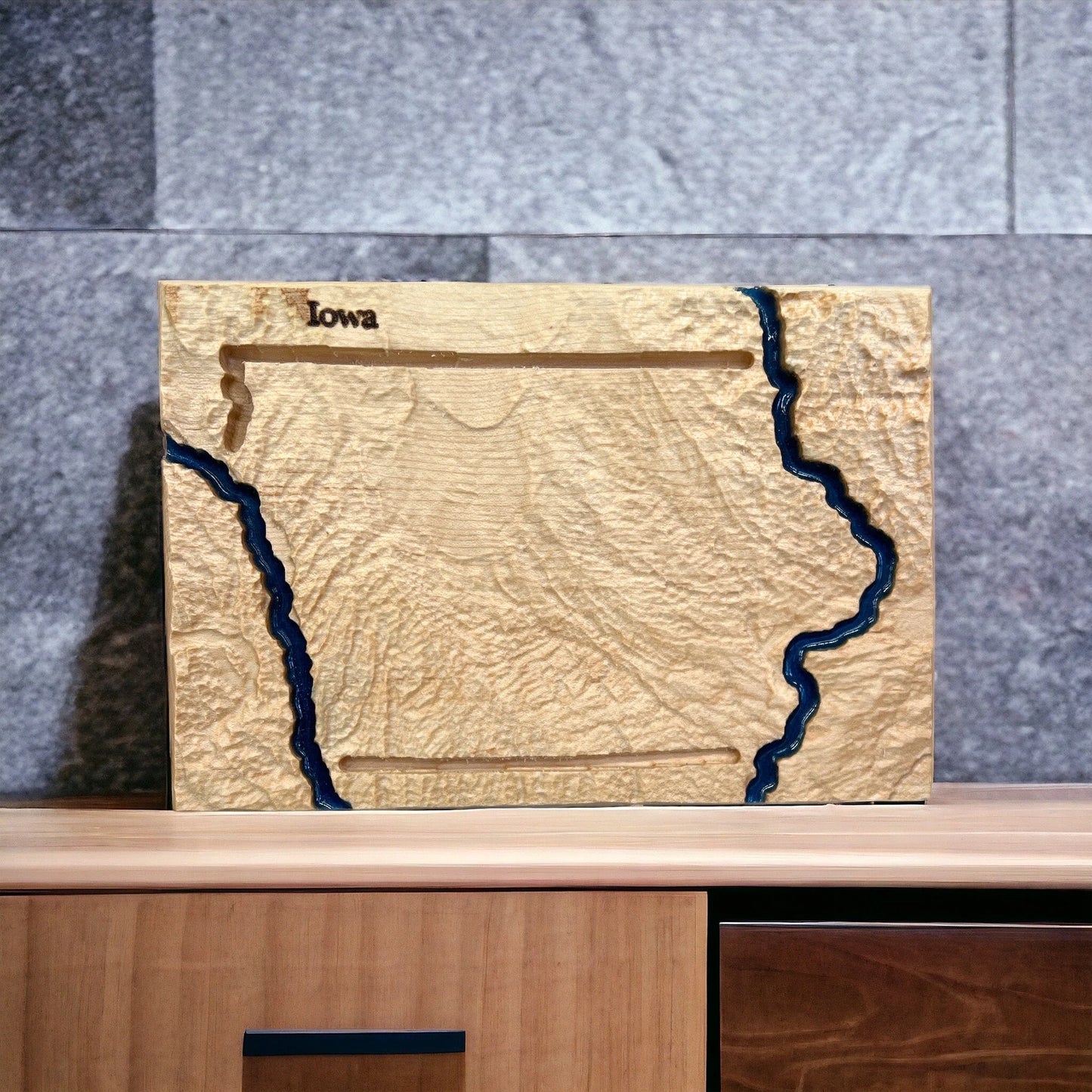 Iowa Topographic 3D Relief State Map | Iowa State Map Gift