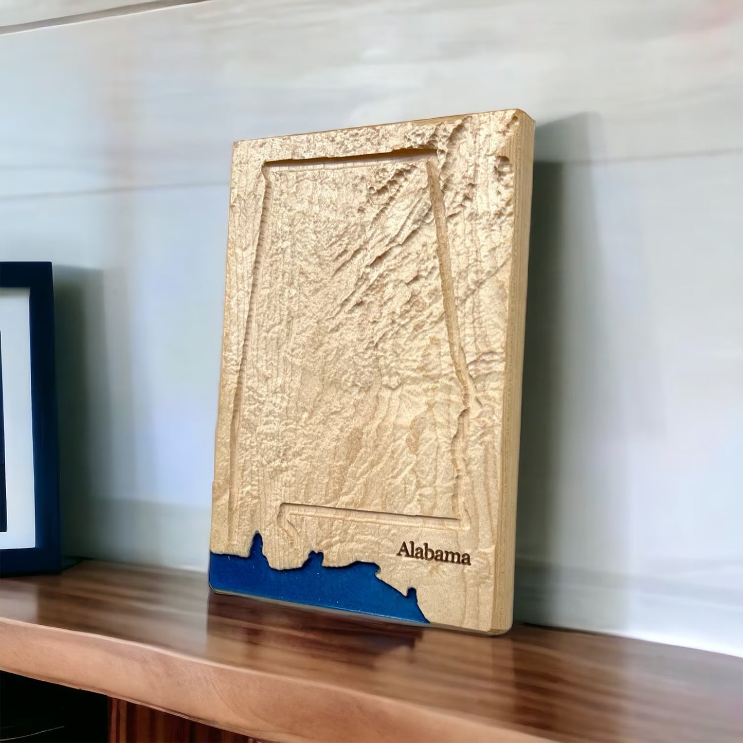 Alabama Map | Alabama Wood Carved Relief Map | Alabama Gift | Alabama Art | Alabama Home Decor | 3D Topographic Wood Map Alabama