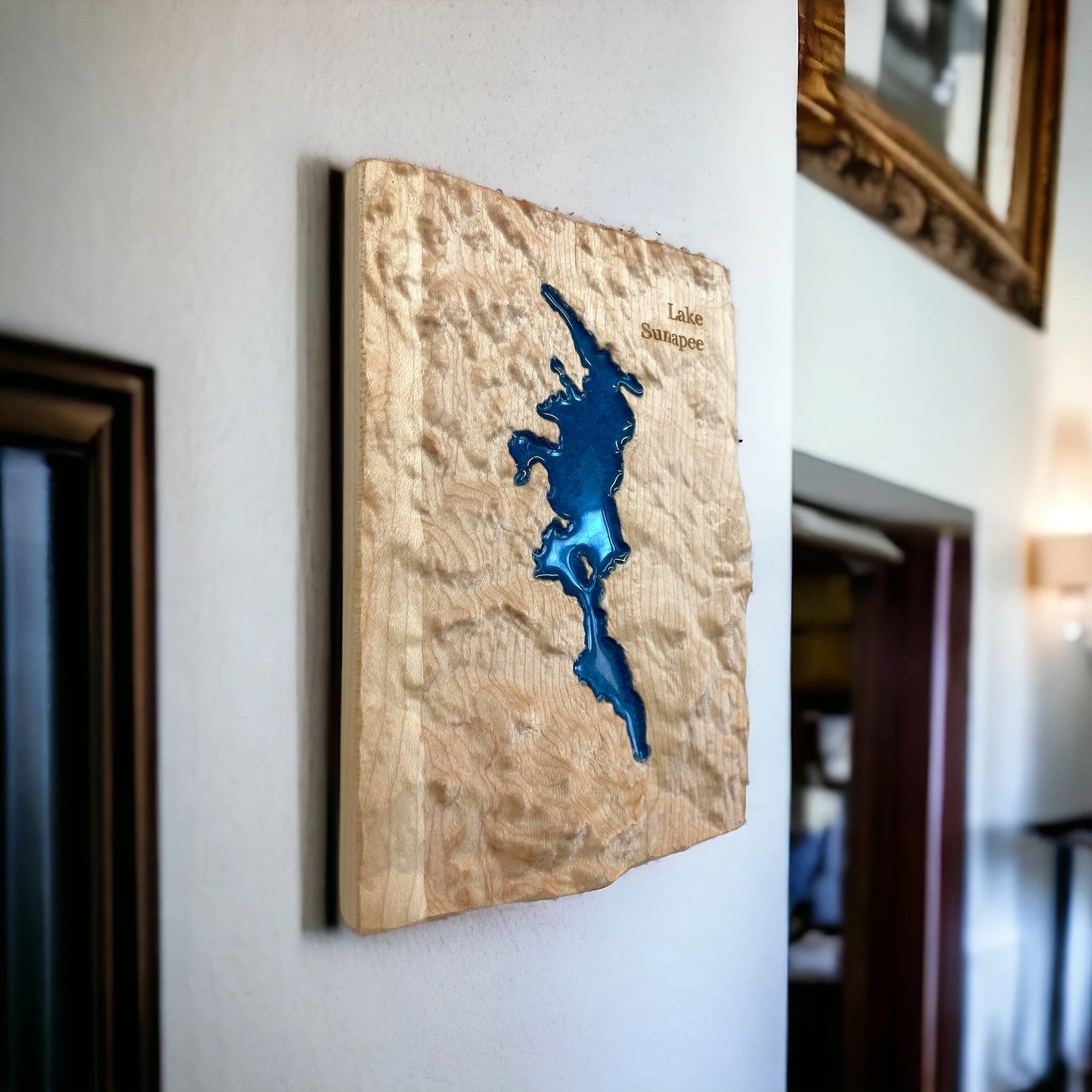 Lake Sunapee 3D Wood Epoxy Art Relief Map | Lake Sunapee NH Gift