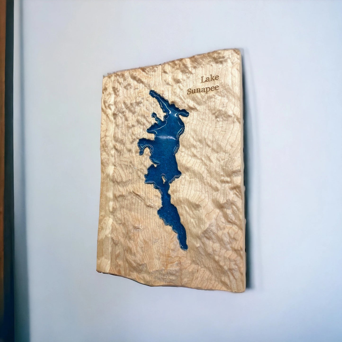 Lake Sunapee 3D Wood Epoxy Art Relief Map | Lake Sunapee NH Gift