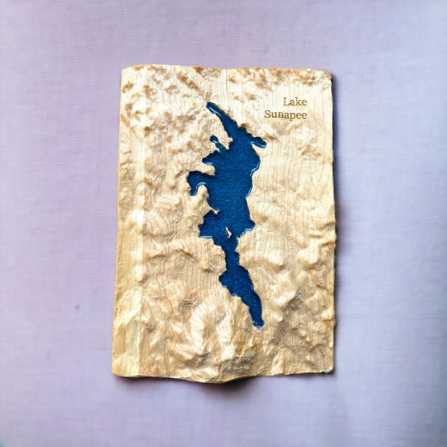 Lake Sunapee 3D Wood Epoxy Art Relief Map | Lake Sunapee NH Gift