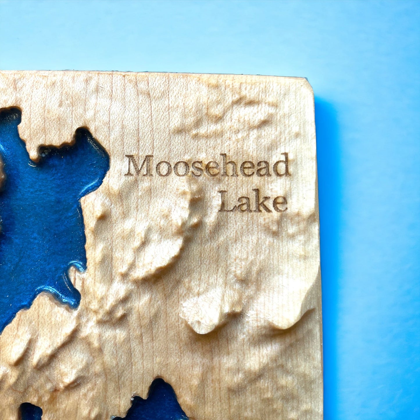 Moosehead Lake 3D Relief Wood-Carved Map | Maine State Gift