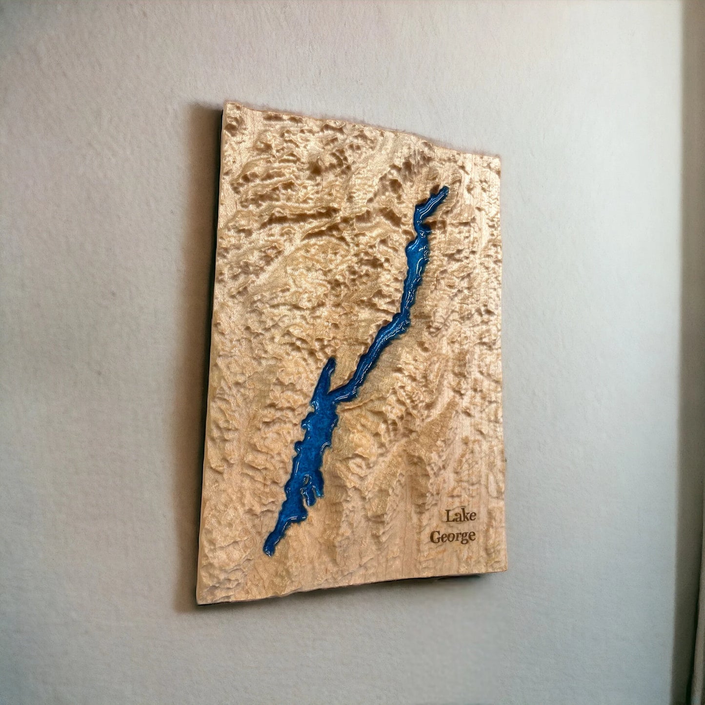 Lake George NY Wood-Carved 3D Relief Map | New York Gifts