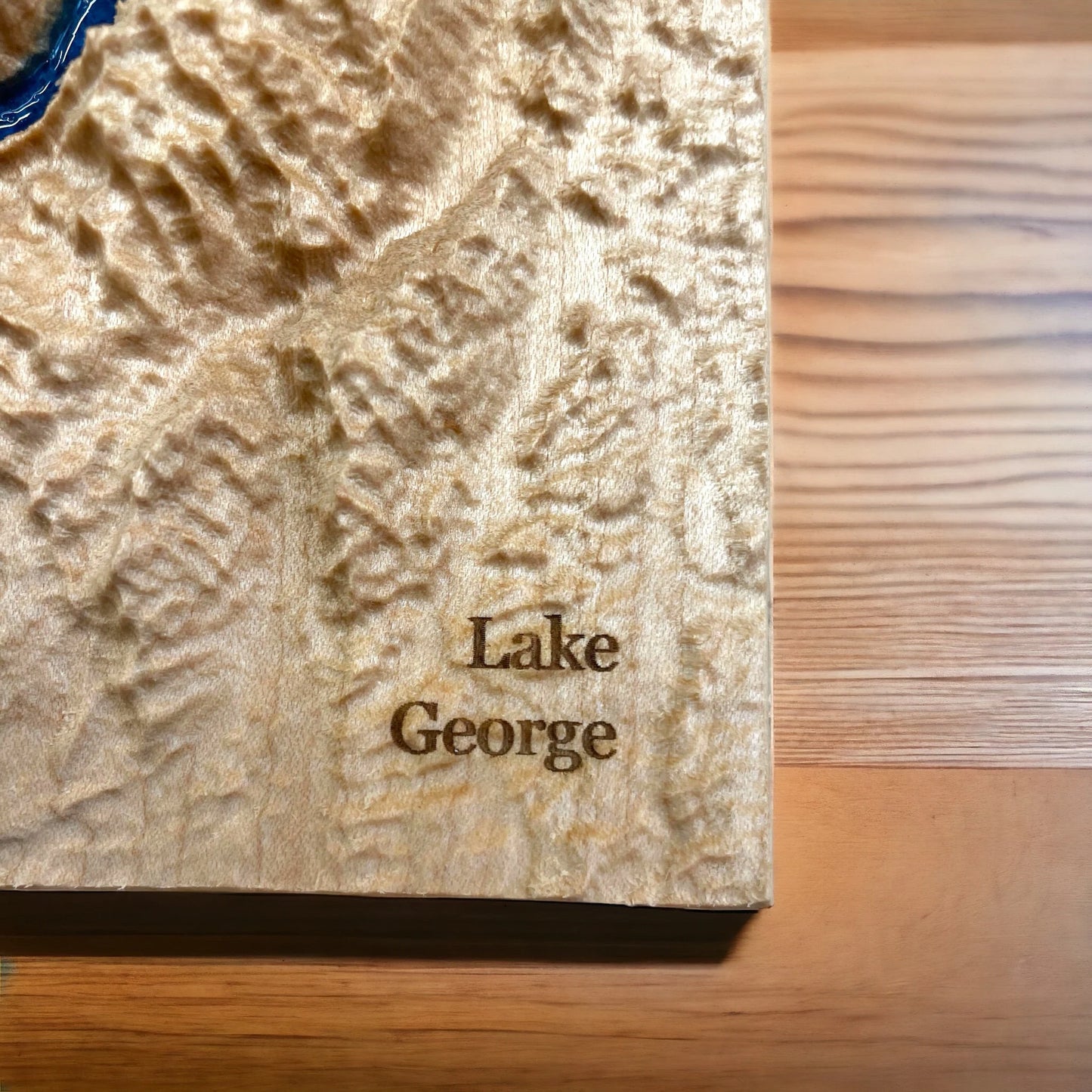 Lake George NY Wood-Carved 3D Relief Map | New York Gifts