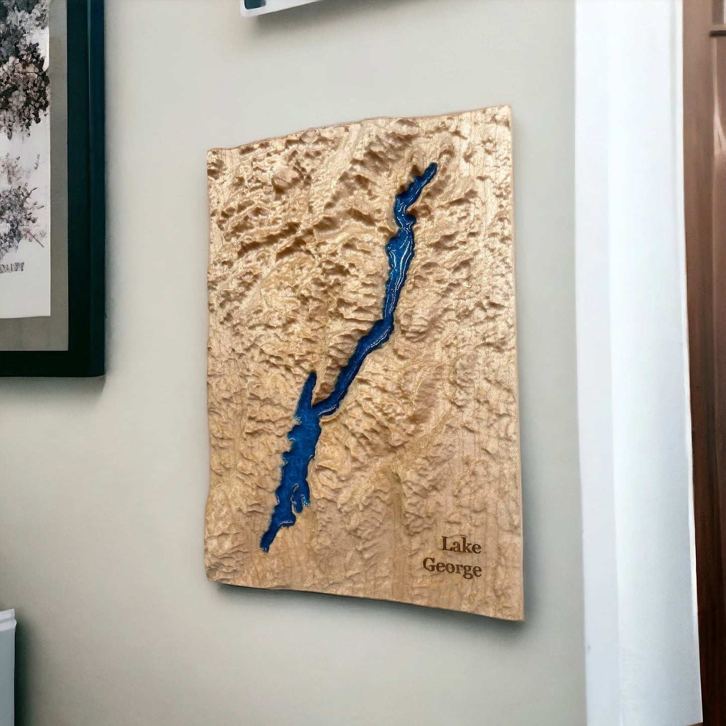 Lake George NY Wood-Carved 3D Relief Map | New York Gifts