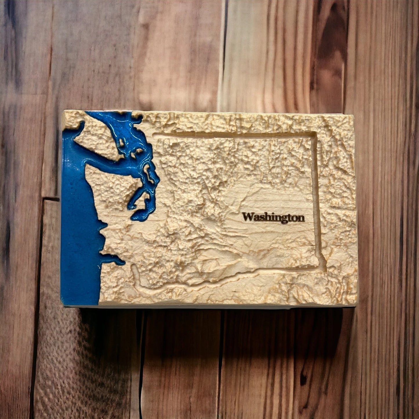 Washington Wood Carved 3D Topographic Relief Map | WA State Gift