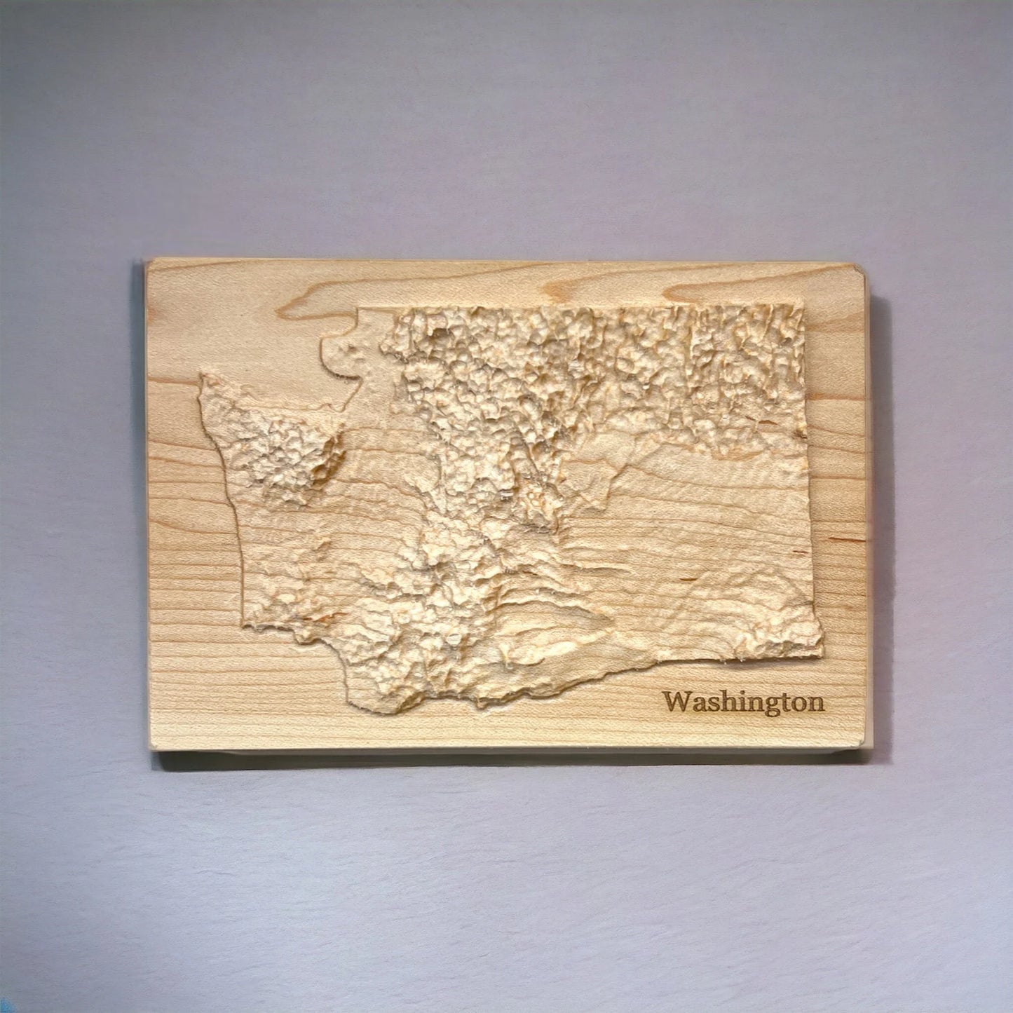 Washington Wood Carved 3D Topographic Relief Map | WA State Gift