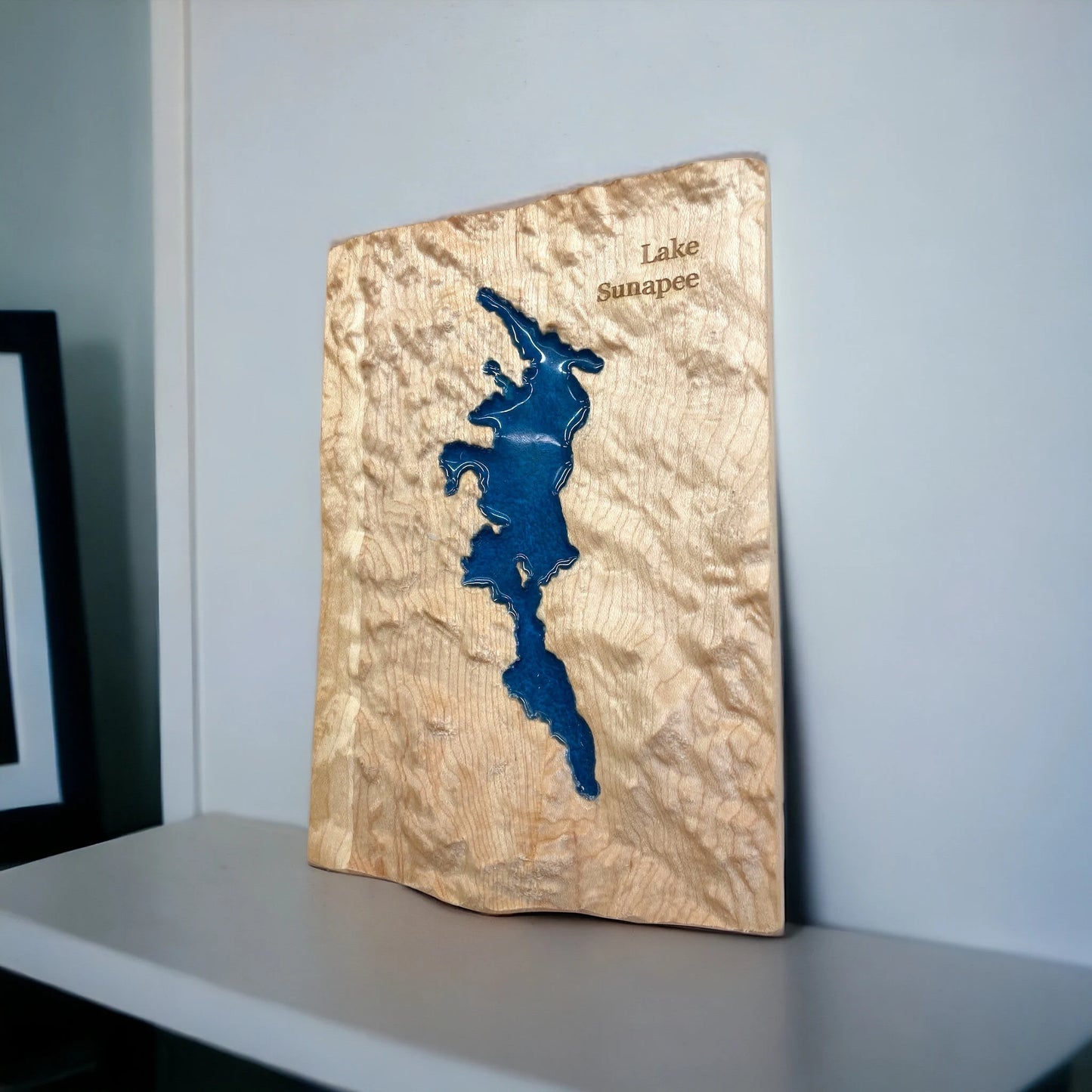 Lake Sunapee 3D Wood Epoxy Art Relief Map | Lake Sunapee NH Gift