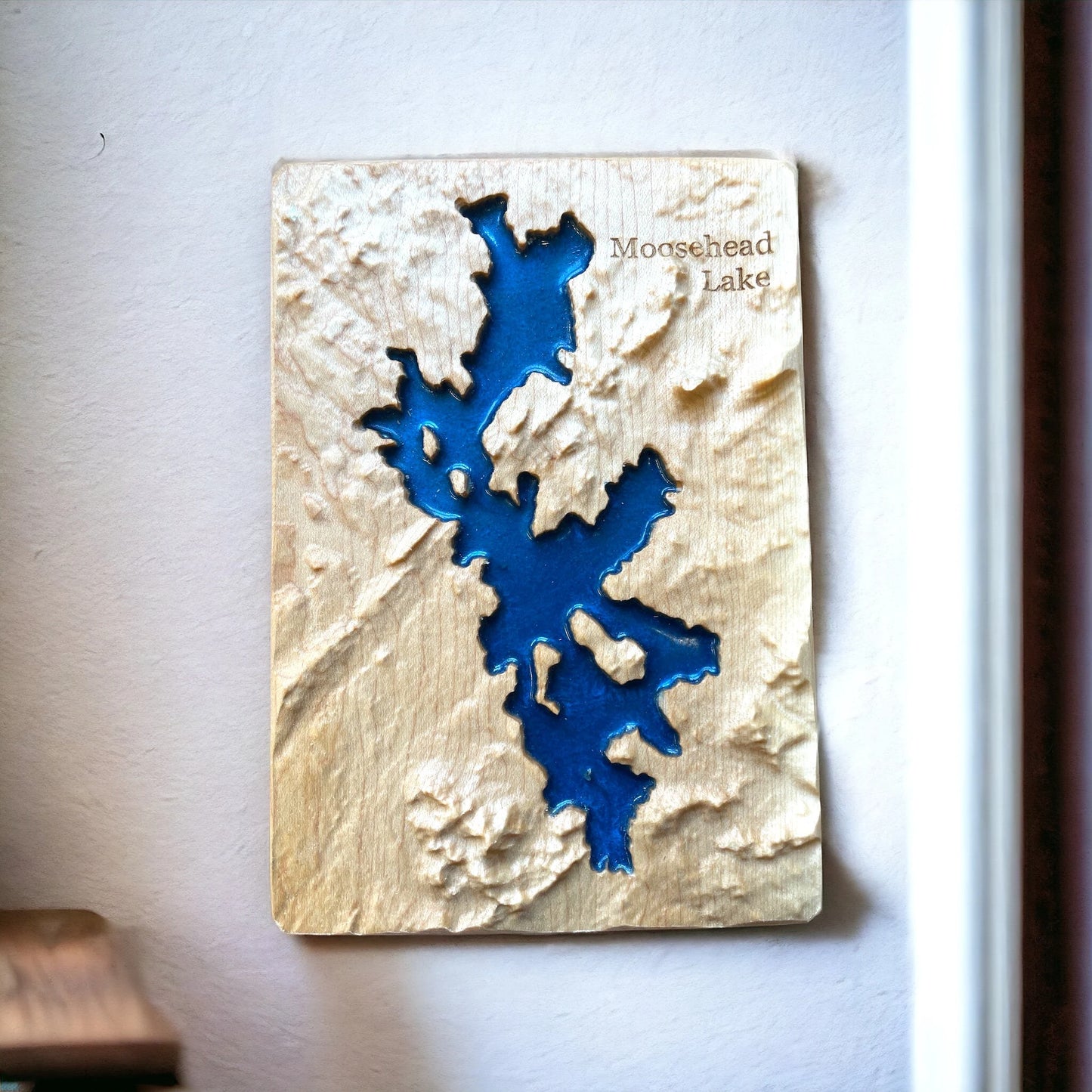 Moosehead Lake 3D Relief Wood-Carved Map | Maine State Gift
