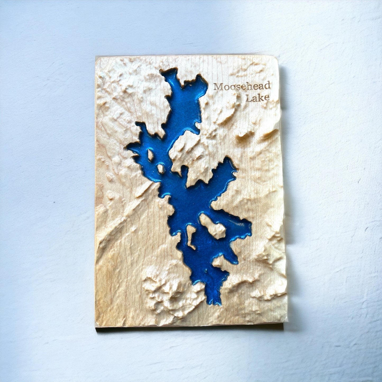 Moosehead Lake 3D Relief Wood-Carved Map | Maine State Gift
