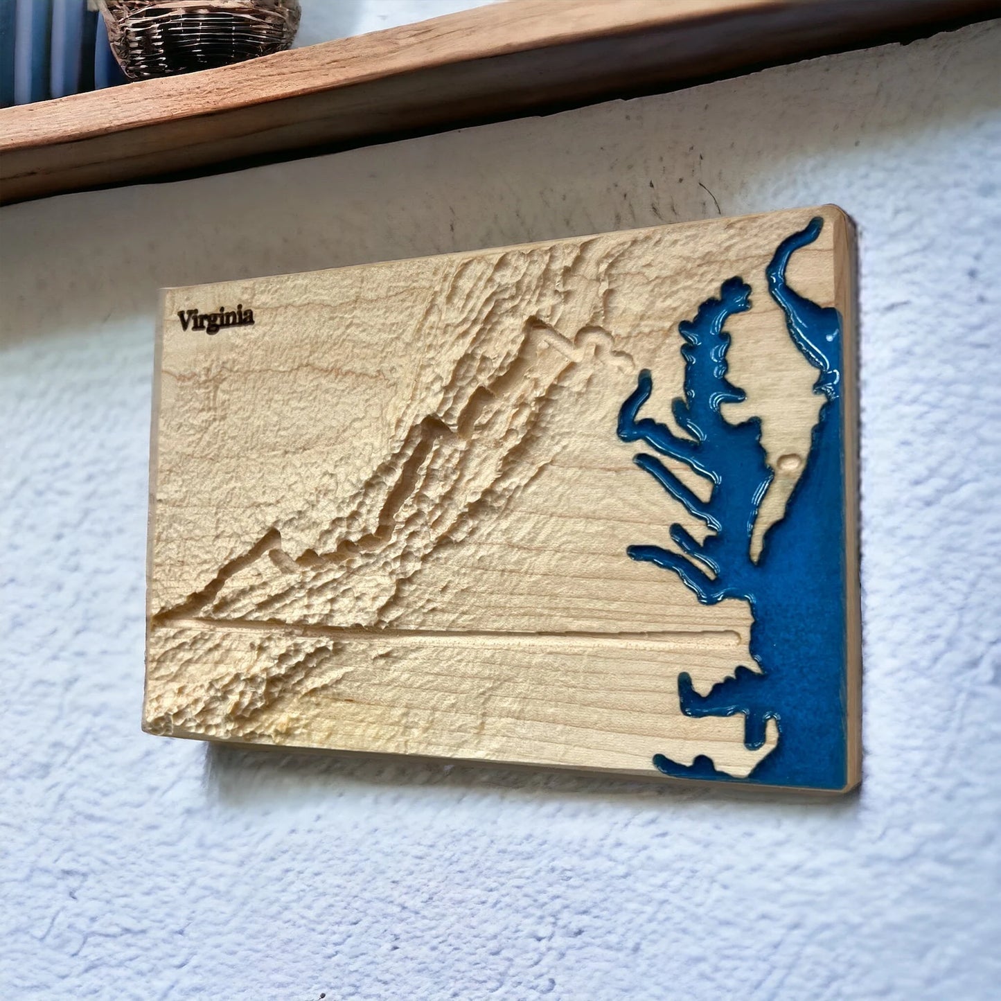 Virginia State 3D Topographic Wooden Carved Relief Map | Virginia State Gift