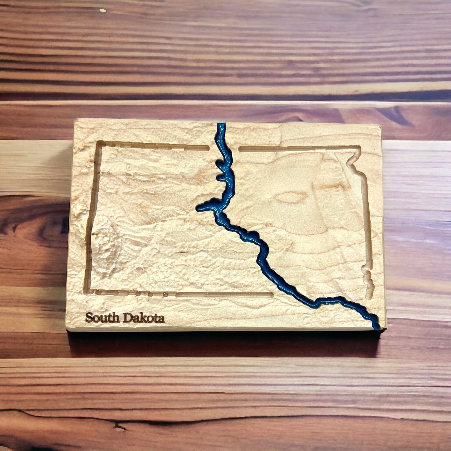 South Dakota Wood Carved 3D Relief Map | South Dakota State Gift