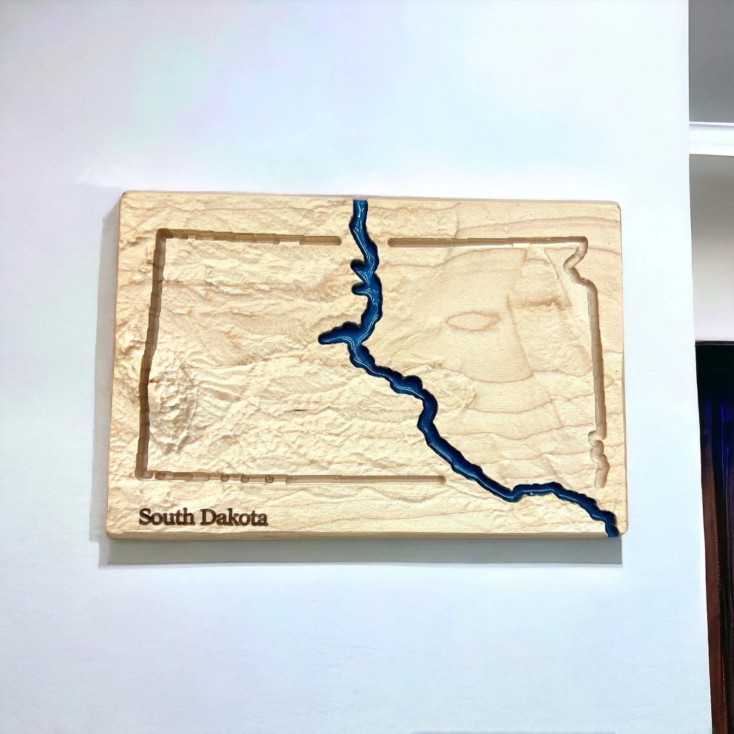 South Dakota Wood Carved 3D Relief Map | South Dakota State Gift
