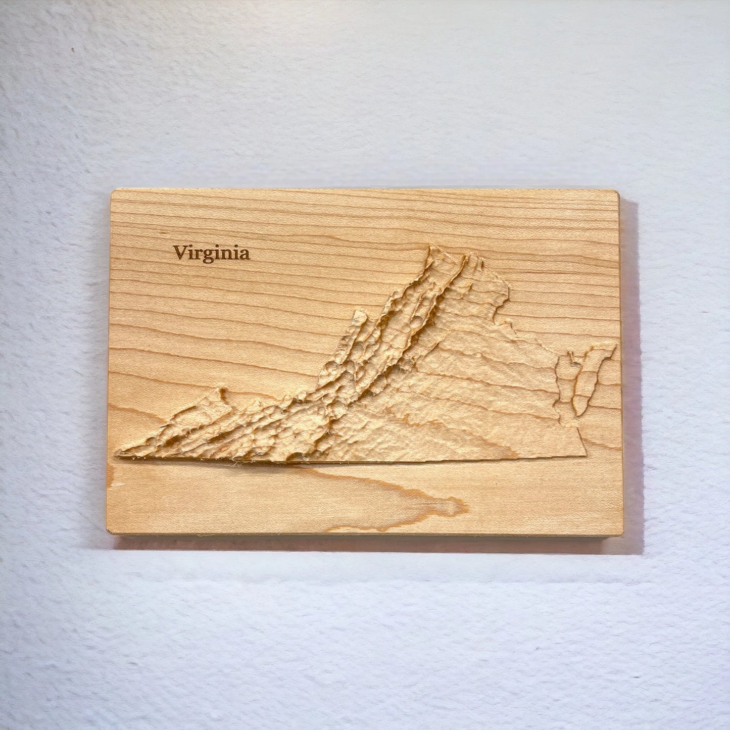 Virginia State 3D Topographic Wooden Carved Relief Map | Virginia State Gift