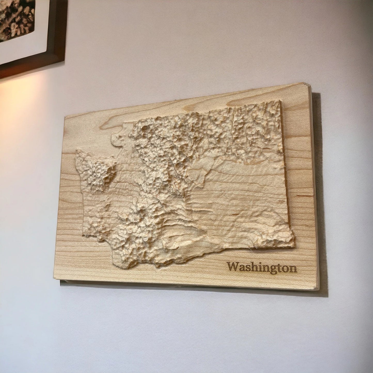 Washington Wood Carved 3D Topographic Relief Map | WA State Gift