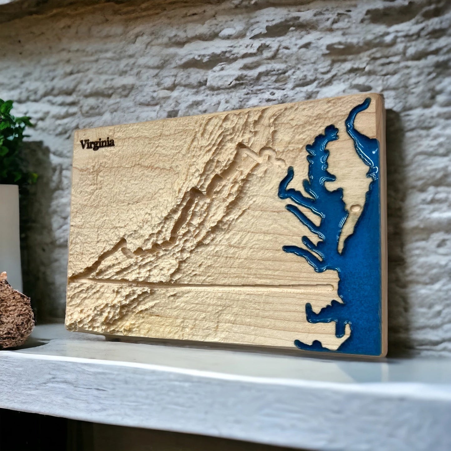 Virginia State 3D Topographic Wooden Carved Relief Map | Virginia State Gift