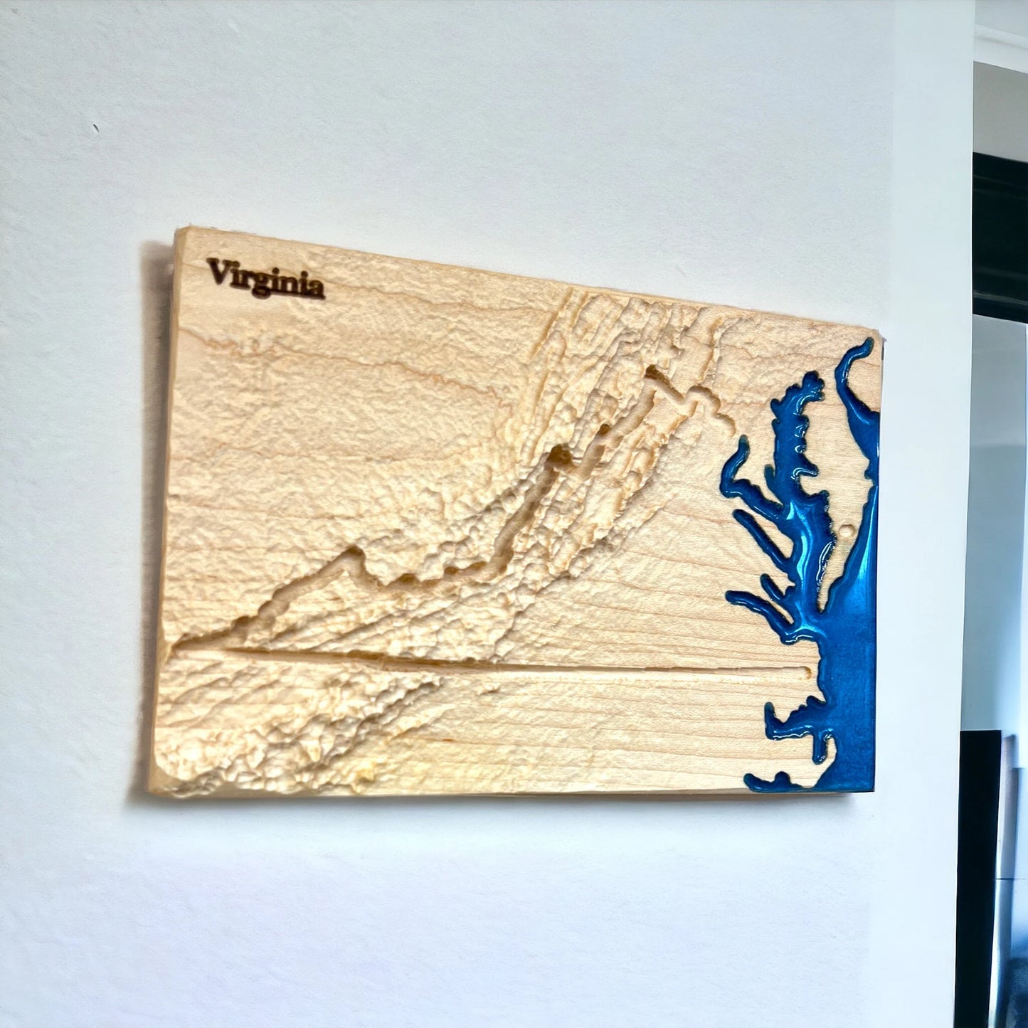 Virginia State 3D Topographic Wooden Carved Relief Map | Virginia State Gift