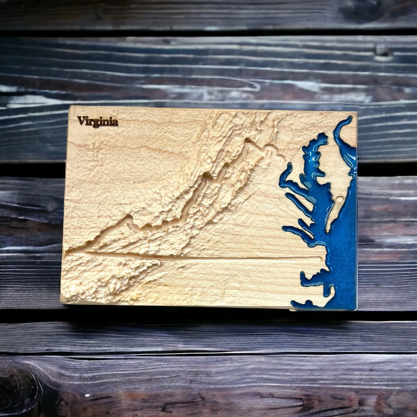 Virginia State 3D Topographic Wooden Carved Relief Map | Virginia State Gift