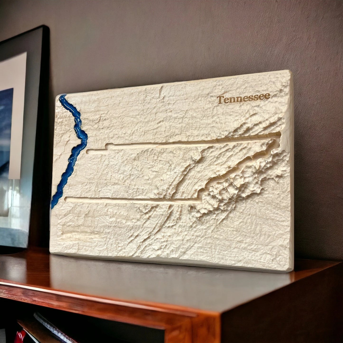 Tennessee State 3D Wood Carved Relief Map | Tennessee Gift