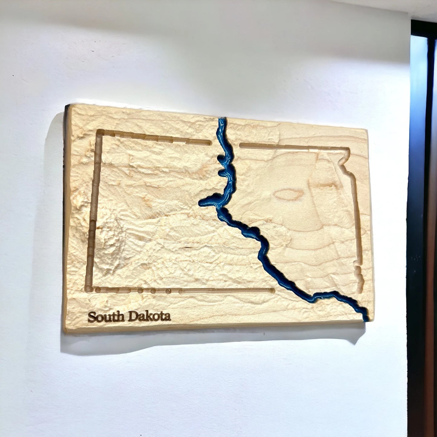 South Dakota Wood Carved 3D Relief Map | South Dakota State Gift