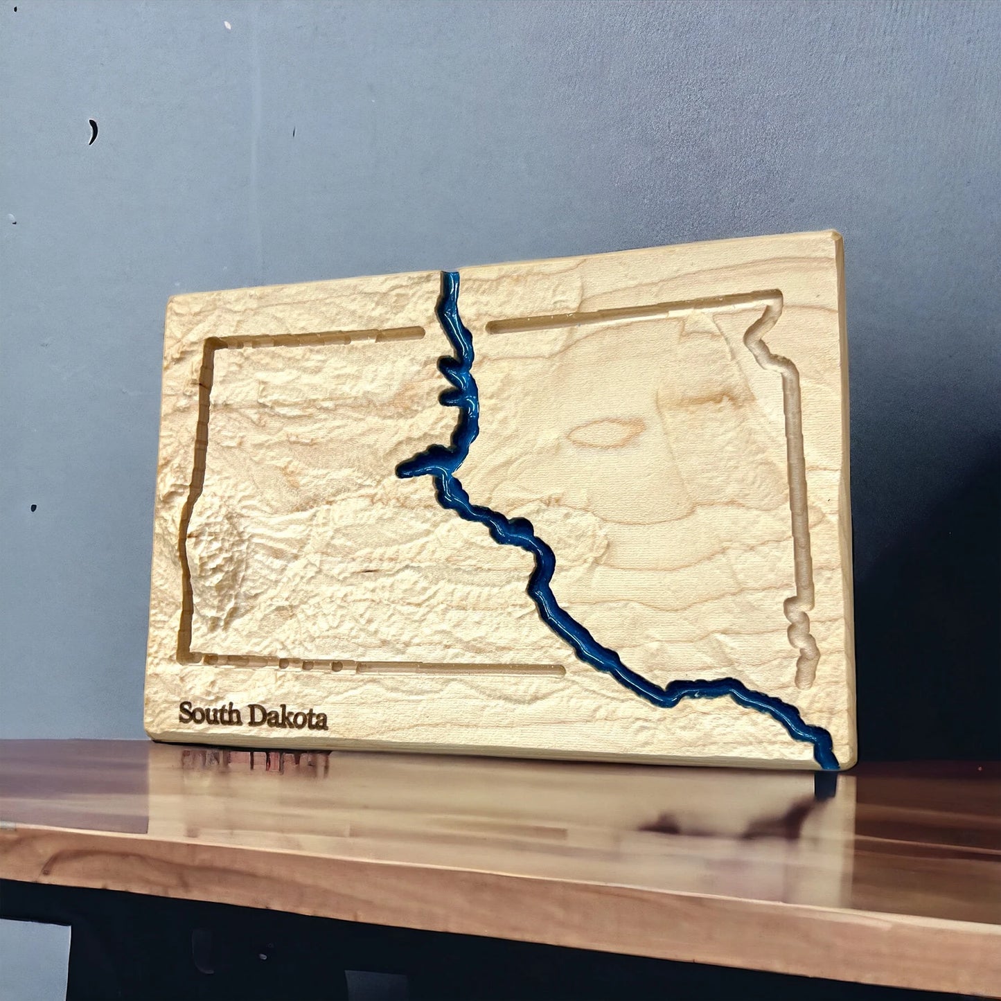 South Dakota Wood Carved 3D Relief Map | South Dakota State Gift