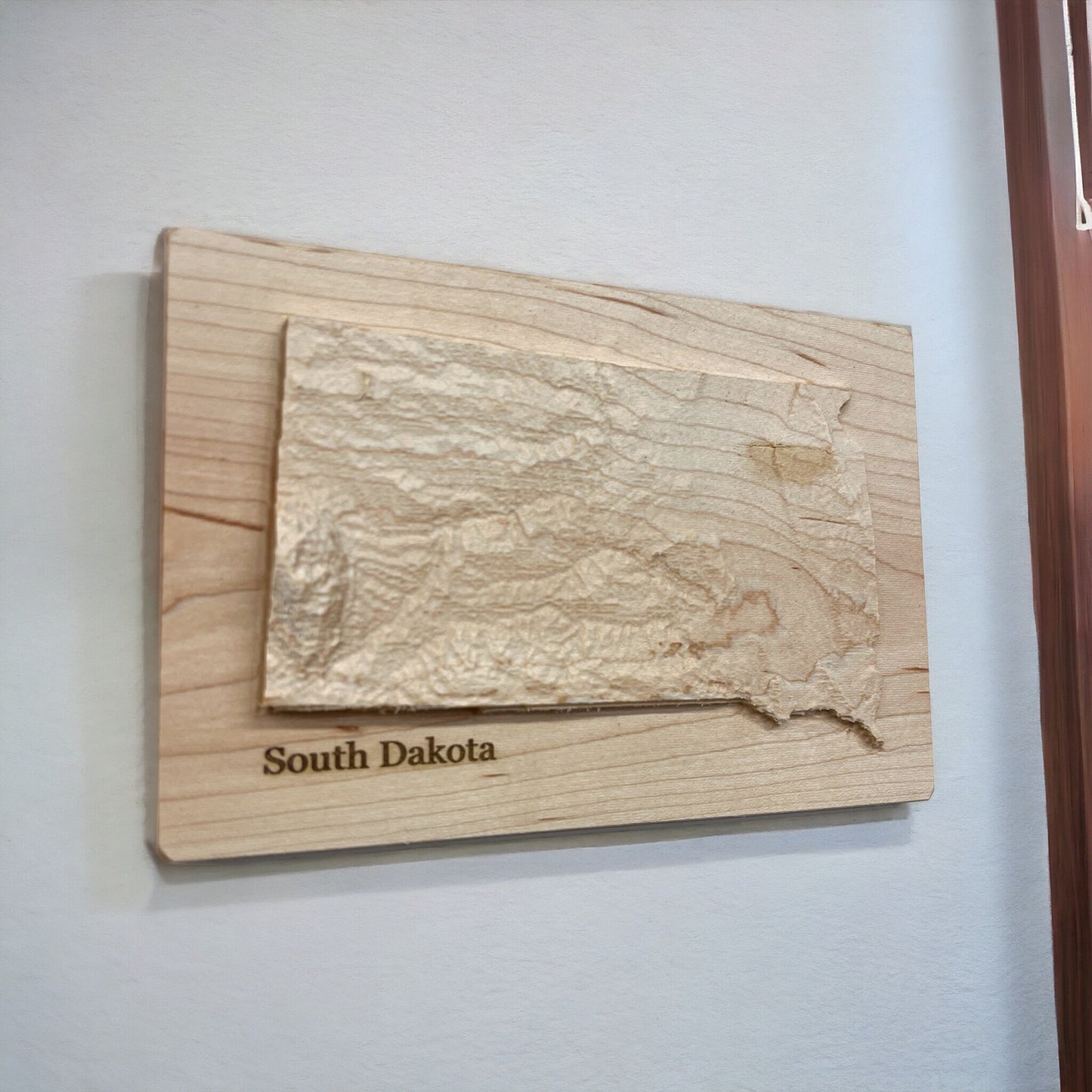 South Dakota Wood Carved 3D Relief Map | South Dakota State Gift