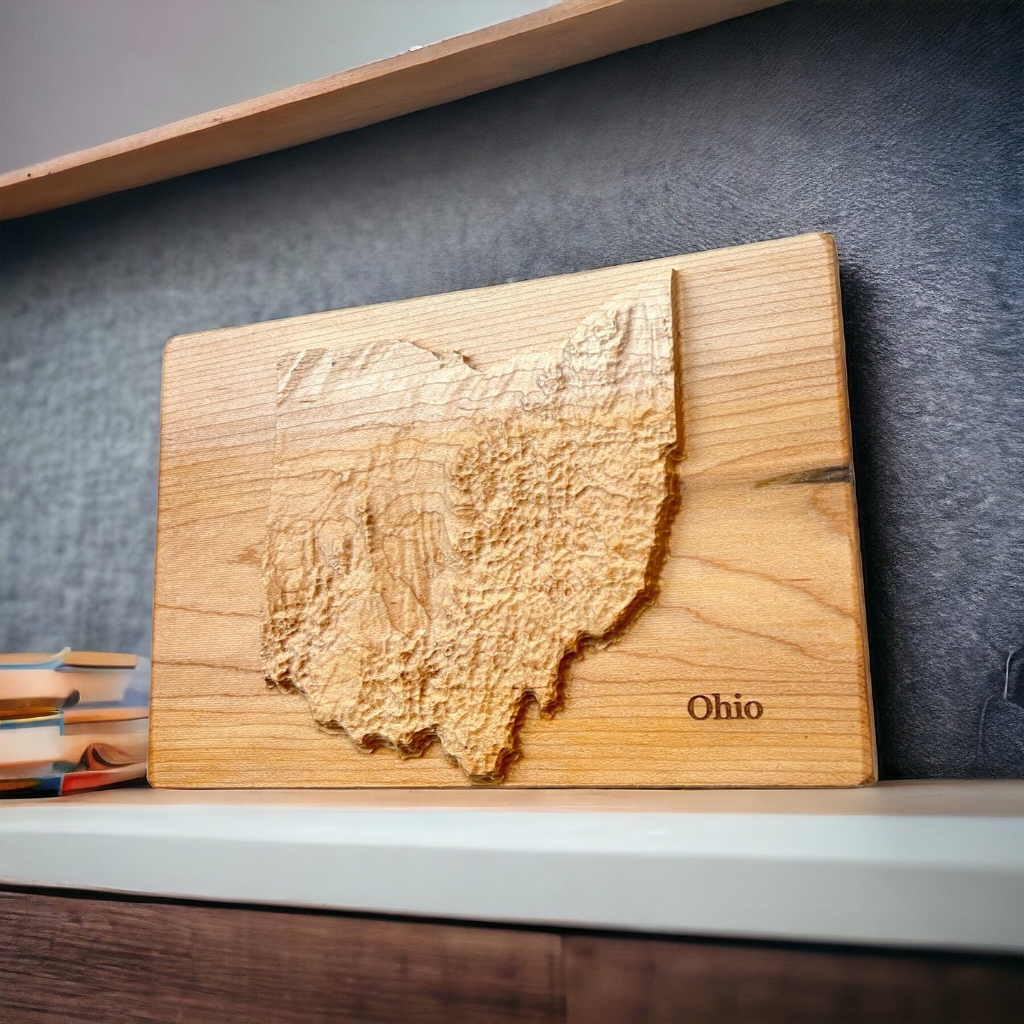 Ohio Wood Carved 3D Relief Map | Ohio State Map Gift