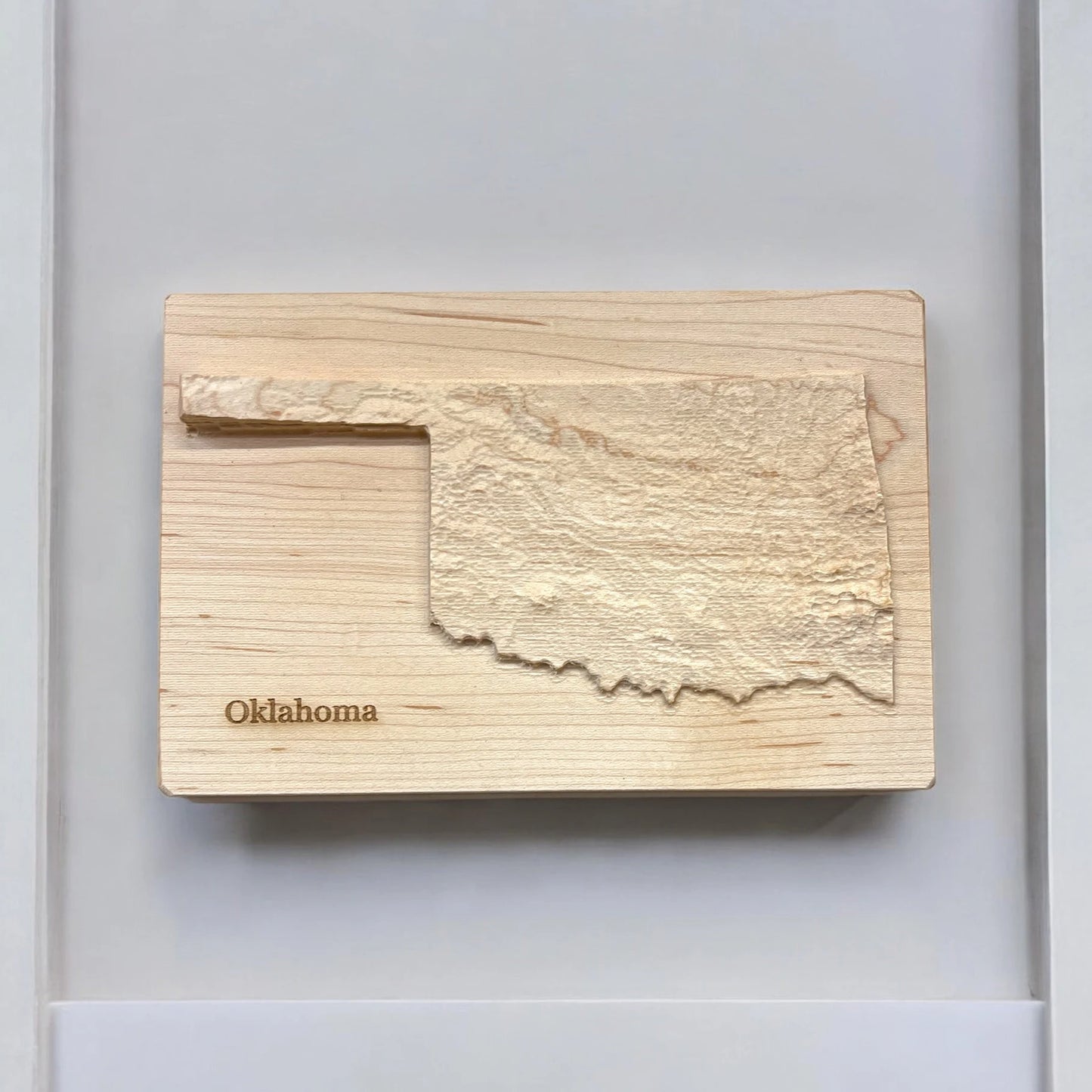 Oklahoma Wood Carved 3D Topographic Relief Map | Oklahoma Gift