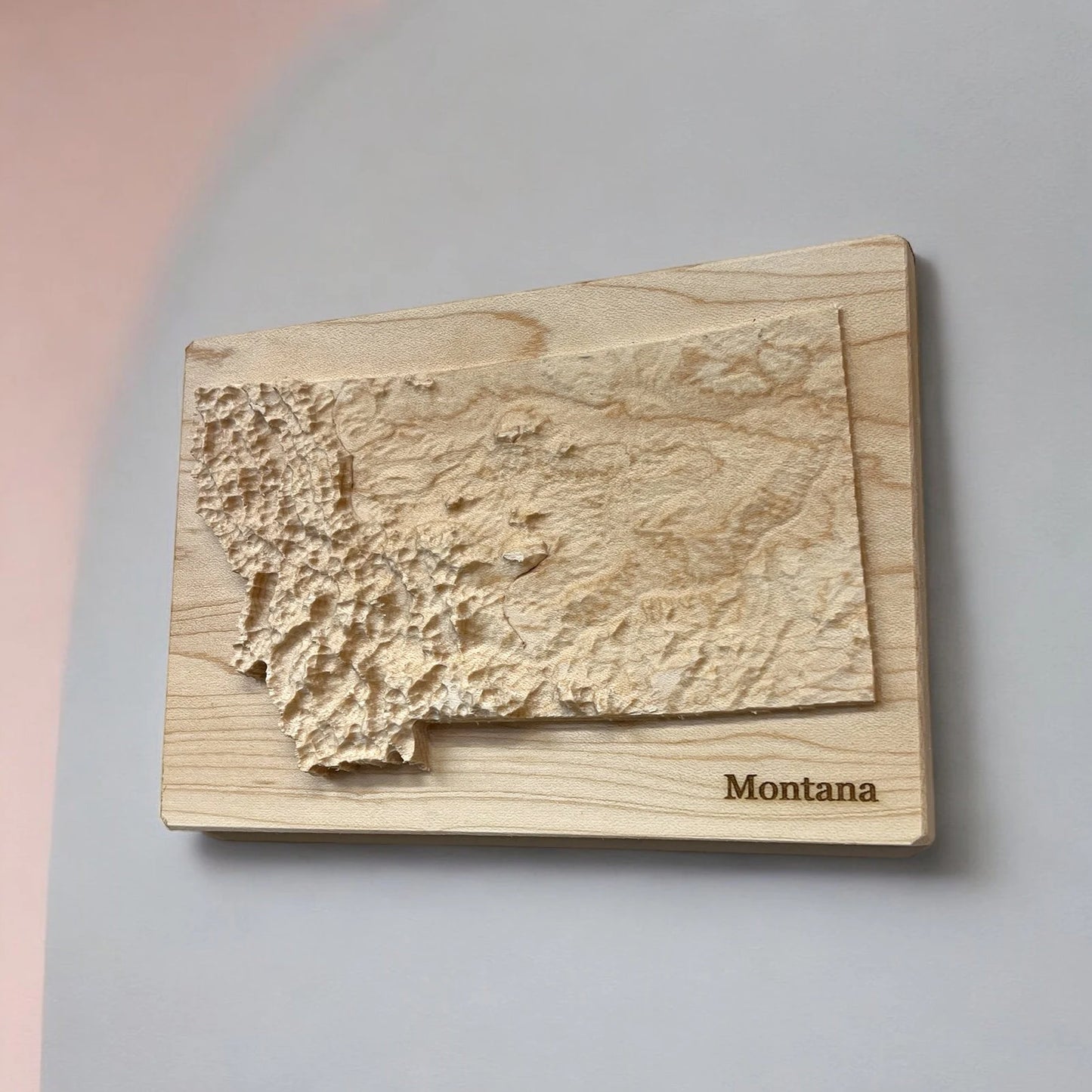 Montana 3D Topographic Wood Carved Relief Map | Montana Gift