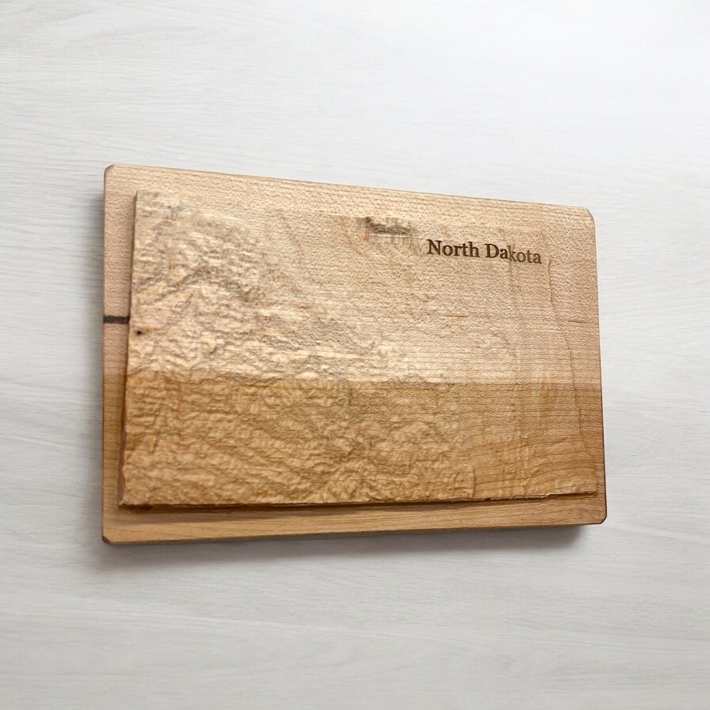 North Dakota Wood Carved 3D Topographic Relief Map | North Dakota Gift