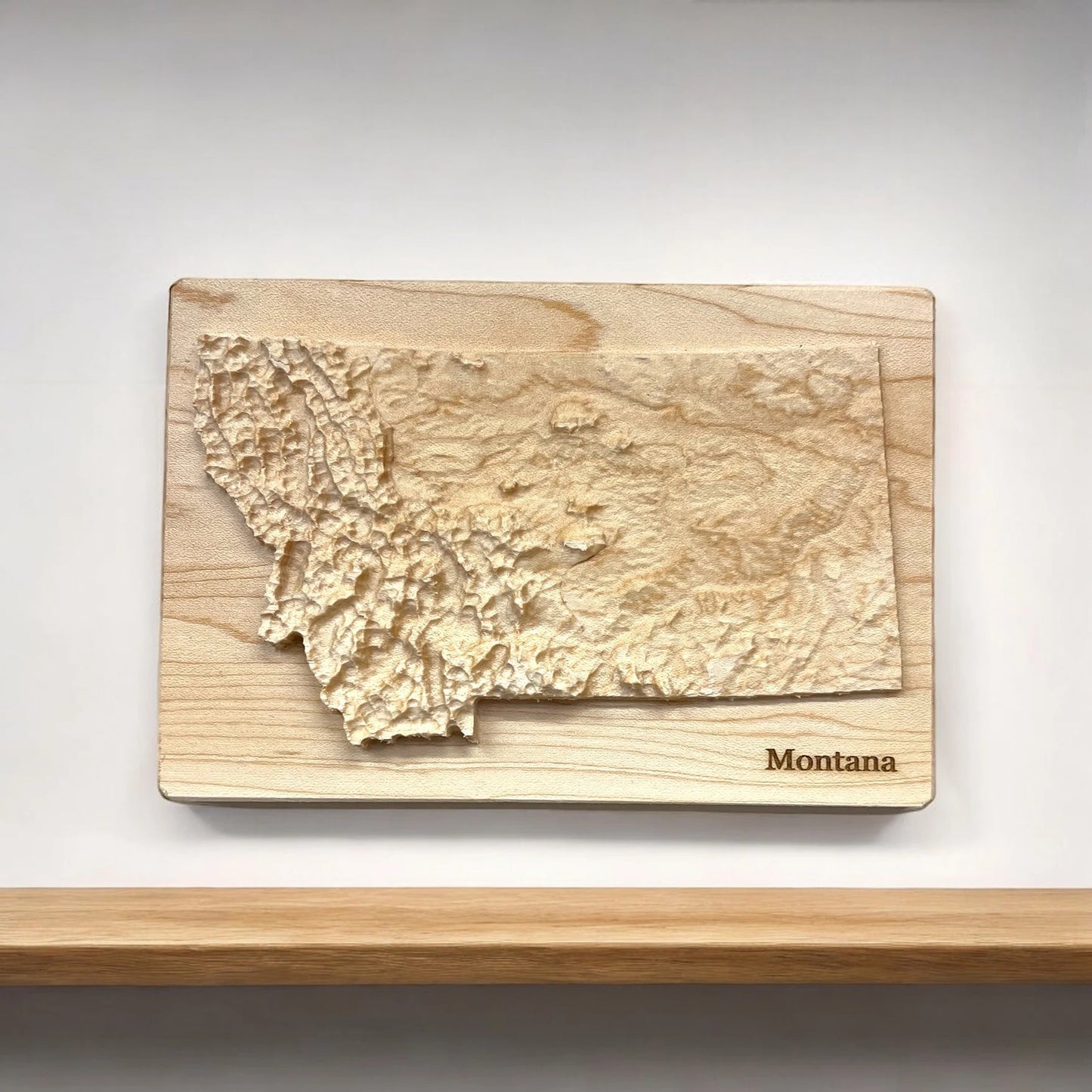 Montana 3D Topographic Wood Carved Relief Map | Montana Gift